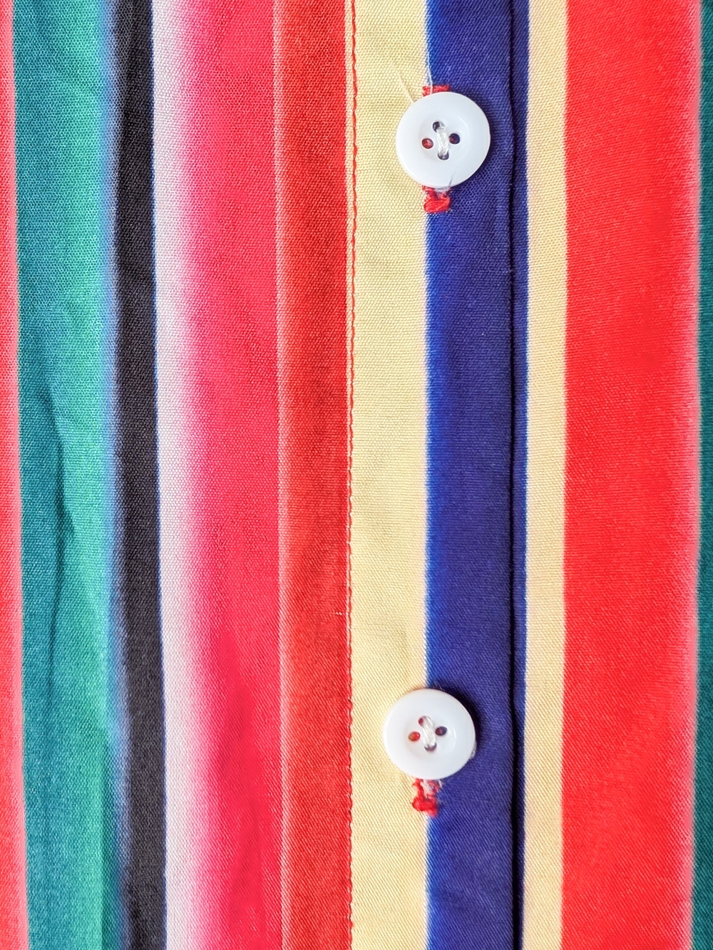 Rainbow Fiesta striped button-down Shirt maxi Lightweight Travel Size Large - Picture 3 of 6